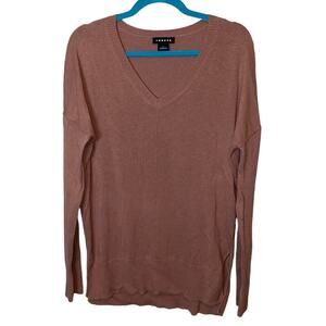 Trouve Cashmere Blend Light Brown V Neck Sweater